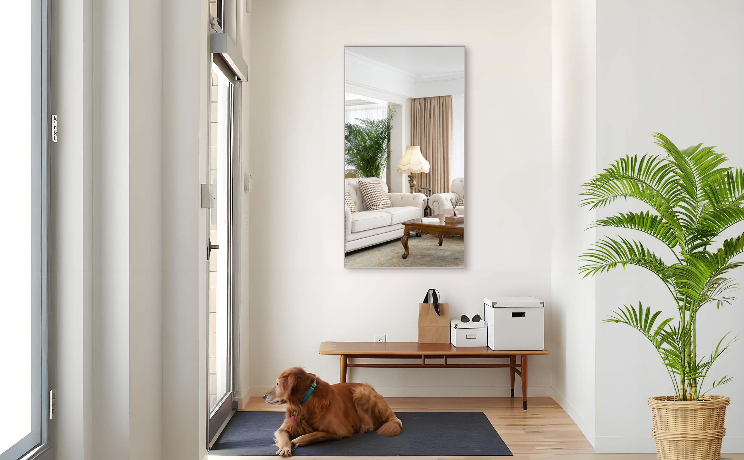 55'x30' Oversized Modern Rectangle Bathroom Mirror with Silver Frame Decorative Large Wall Mirrors for Bathroom Living Room Bedroom Vertical or Horizontal Wall Mounted mirror with Aluminum Frame