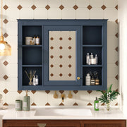 35'' x 27.5'' Medicine Cabinet, Wall Mounted Bathroom Storage Cabinet, Modern Bathroom Wall Cabinet with Mirror, Mirror Cabinet with 6 Open Shelves (Not Include Bathroom Vanity )