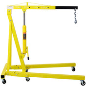 2 Ton Folding Engine Hoist Cherry Picker Shop Crane Hoist Lift, Heavy Duty Steel with 6 Iron Caster Wheels (yellow)