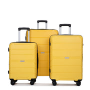 Yellow Hardshell Suitcase Spinner Wheels Lightweight Durable Luggage Set with TSA Lock, 3-Piece (20/24/28)
