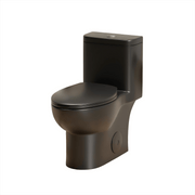 Modern One-Piece Toilet with Tornado Flush, ADA Height 17', Matte Black, Soft Closing Seat, 12' Siphonic S-Trap