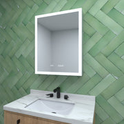 24 in. W x 30 in. H Rectangular Silver Aluminum Recessed/Surface Mount Left Medicine Cabinet with Mirror LED and Clock