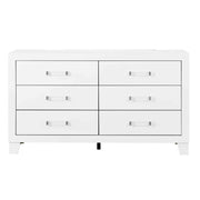 OMODA White Dresser with 6 Drawers and Modern Acrylic Hardware in Rubber Wood