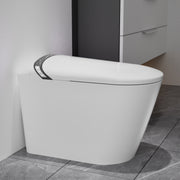 Elongated Smart Toilet with Bidet Built In,Tankless Design For Bathroom, Auto Open/Close Seat, Foot Kick, LED Display,Night Light, Warm Water & Dryer,White