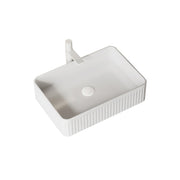 20'' Bathroom Sink, Rectangular Striped Vessel Ceramic Basin without Faucet, NO Cabinet, White