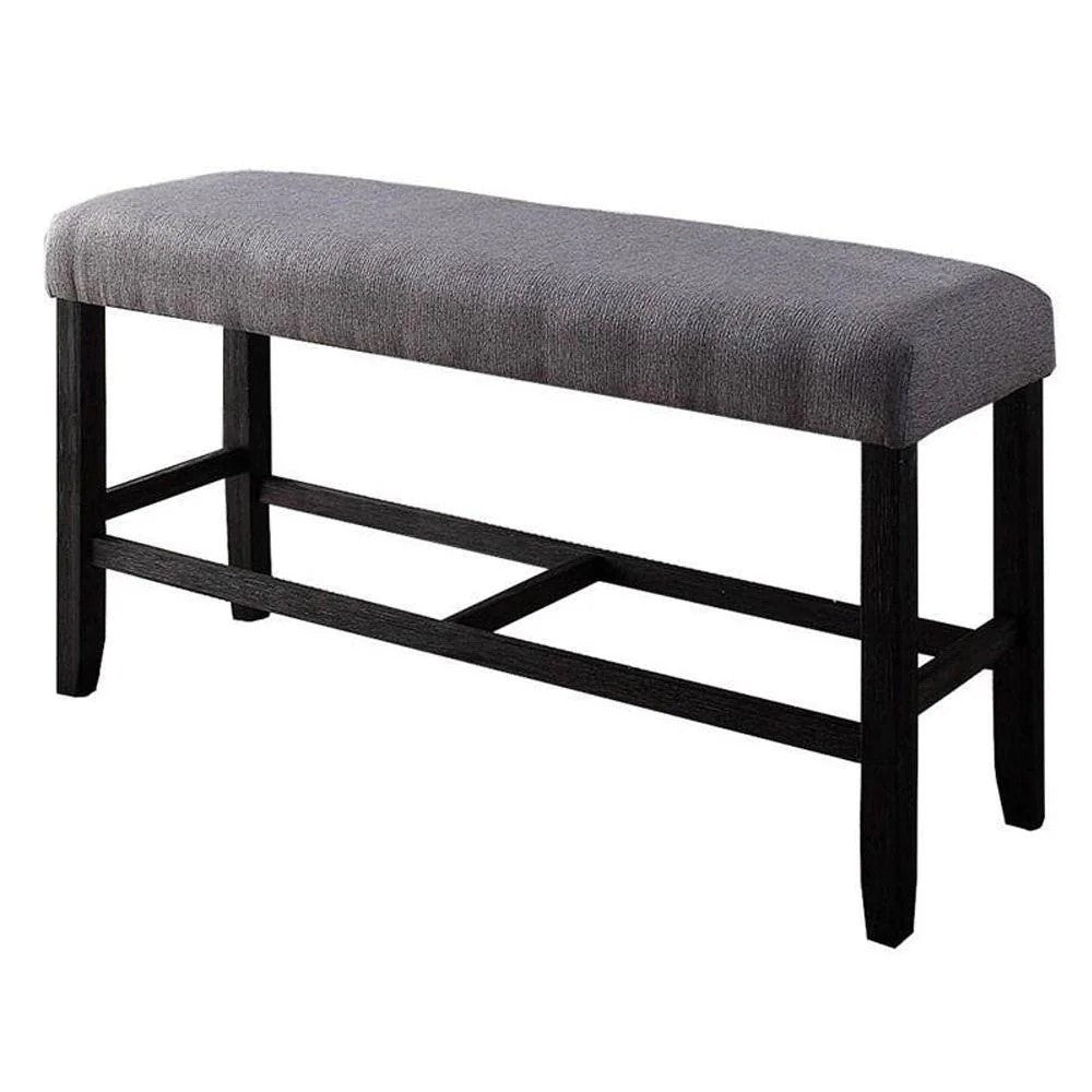 1pc Counter Height Bench Espresso Finish Wood Upholstered Padded Seat Apron Kitchen Dining Furniture Footrest Support