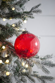6' Red Glass Ornament, Decorative Hanging Ball Christmas Tree Ornaments for Holiday Party Decorations, Set of 3