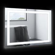 HOMCOM 32' x 24'' LED Illuminated Bathroom Mirror, Wall Mounted Vanity Mirror with Dimmable Memory Touch, Waterproof, Horizontally or Vertically, Silver