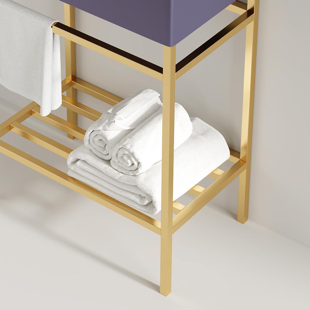 LOFI 24'' Freestanding Bathroom Iron Shelves without Basin, GOLD