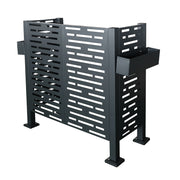 Charcoal Metal Privacy Fence Cover for Outdoor Air Conditioner Units with Flower Boxes