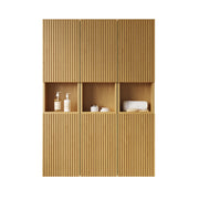 MITCH 41' Bathroom Wall Mounted Cabinet, Composed of 6 Cabinets with Doors, Can be Used in Combination or Individually, Suitable for Bathroom, Living Room, and Laundry, Corolla Oak Woodgrain Color