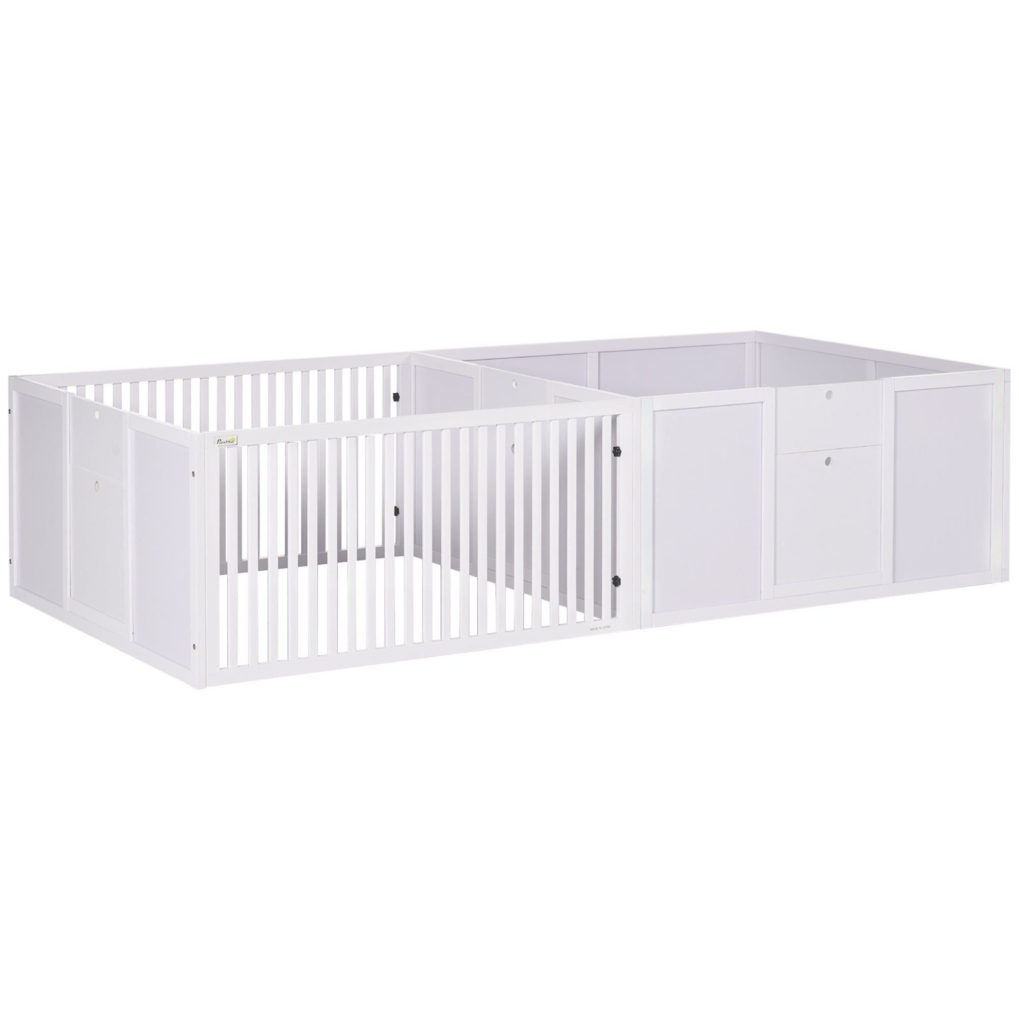 PawHut Whelping Box for Dogs Built for Mother's Comfort, Dog Whelping Pen with Removable Doors, Puppy Playpen for Indoors, Newborn Puppy Supplies & Essentials, 81' x 39' x 20', White