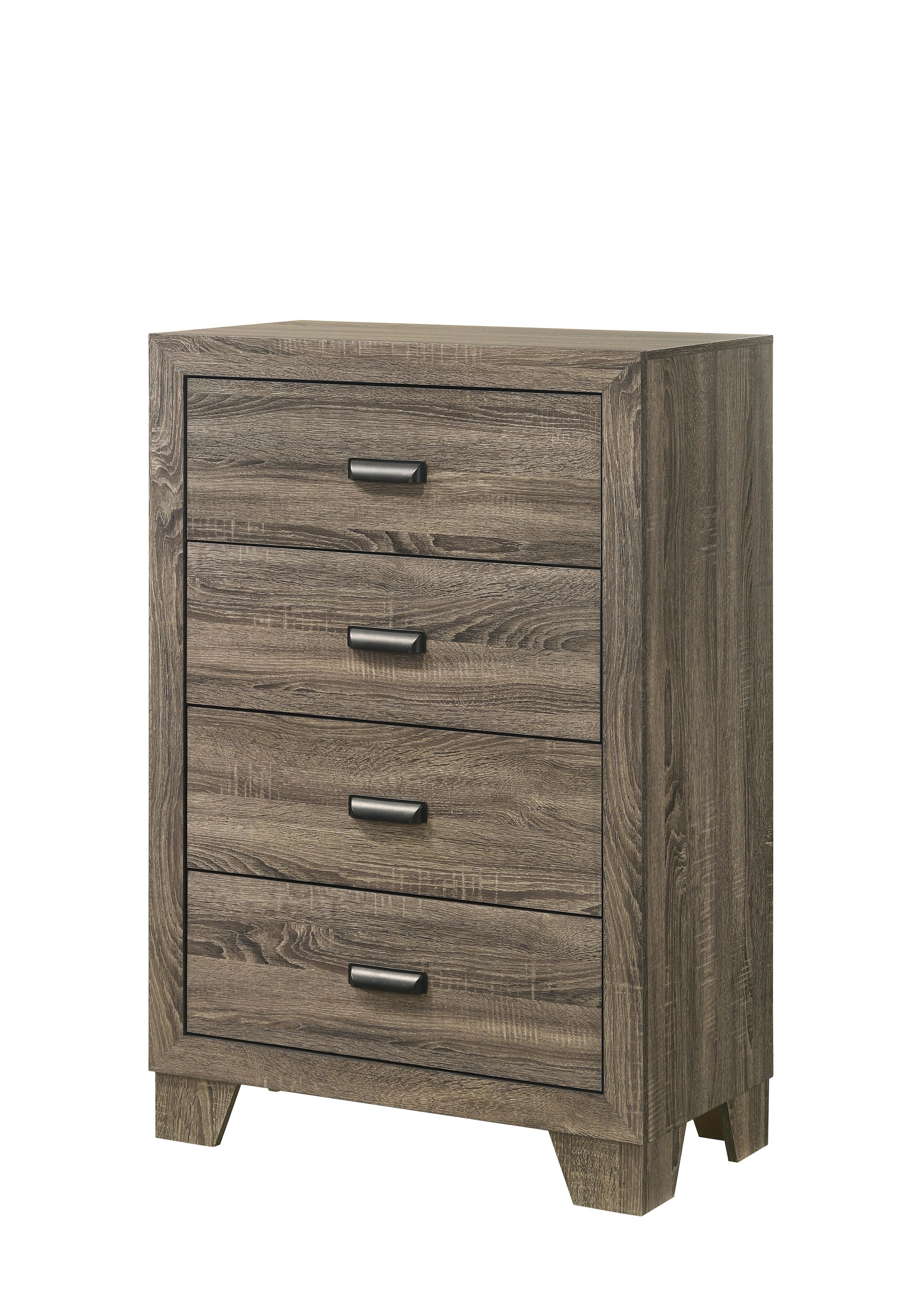 1pc Contemporary 4-Drawer Tall Chest with Metal Hardware Rustic Gray Rustic Finish Bedroom Furniture