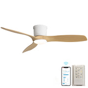 52 Inch Matte White Smart Ceiling Fan with Light 3 ABS Blades DC Motor and Reversible Function