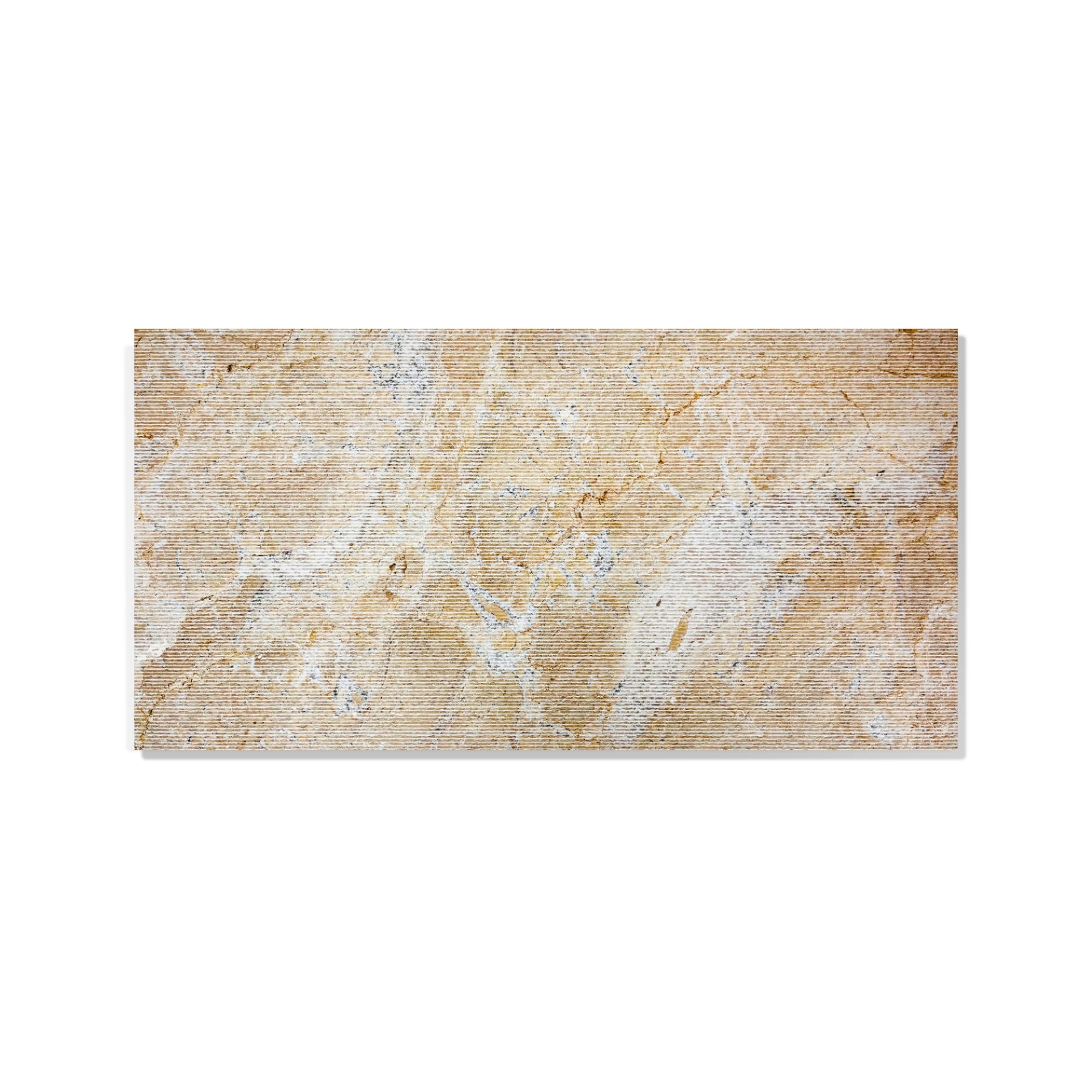 12*24 Gold Yellow Beige Natural Marble, For Wall, FS Textured Finished, 3D Fluted Marble, Natural Stone, 1 Box 4 pcs