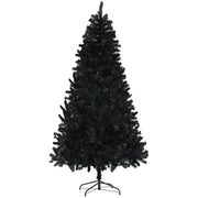 HOMCOM 7.5ft Tall Artificial Christmas Tree, Unlit Xmas Tree with 1346 Branch Tips, Auto Open, Steel Base, Holiday Décor for Home Office, Black