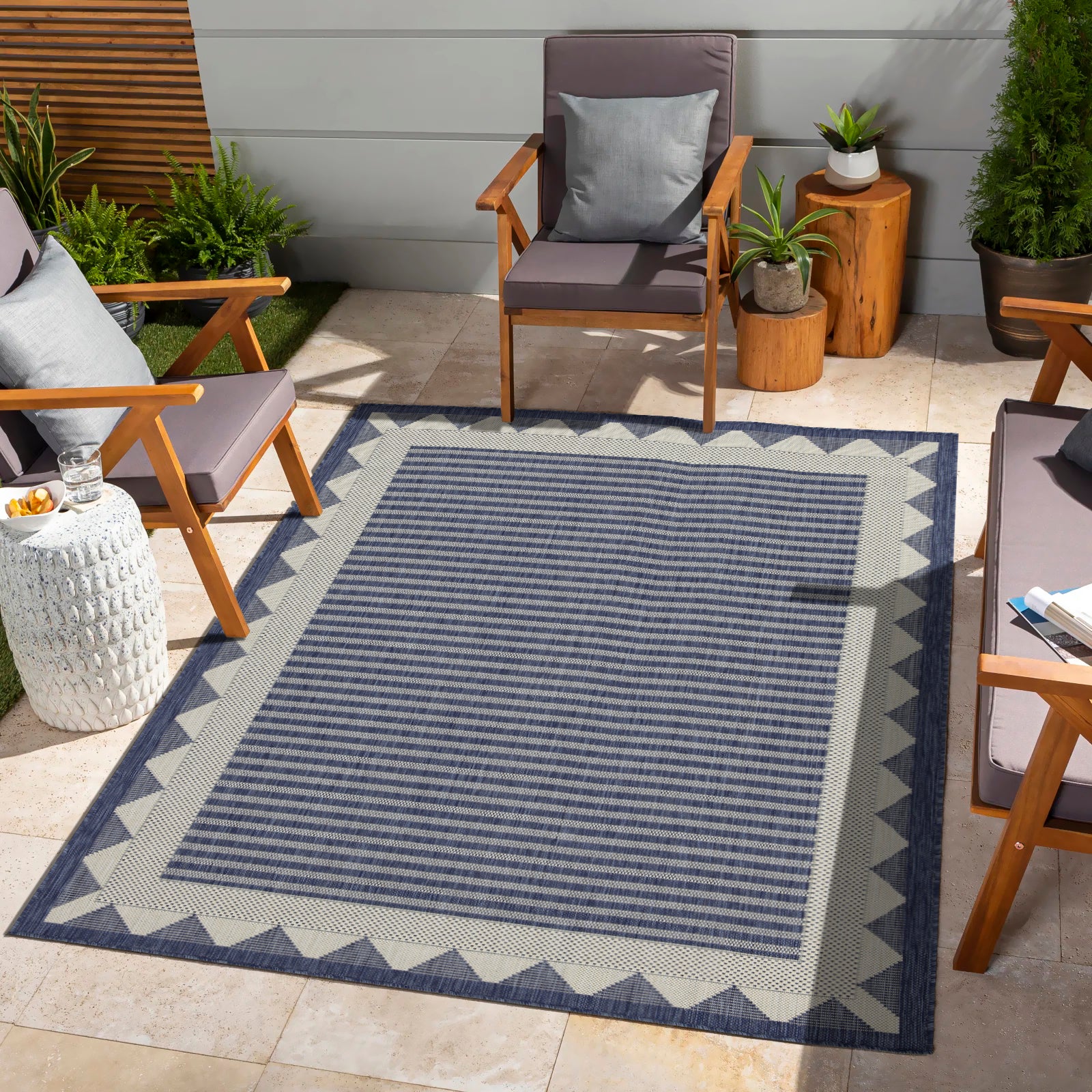 Sunshine GC_HAR2013 Blue 7 ft. 10 in. x 10 ft. 3 in. Indoor/Outdoor Area Rug
