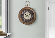 Clocks, 18' Round, Wall Clock, Antique Brown, Traditional