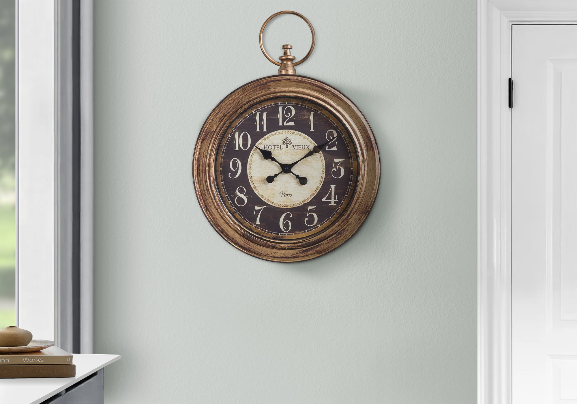 Clocks, 18' Round, Wall Clock, Antique Brown, Traditional