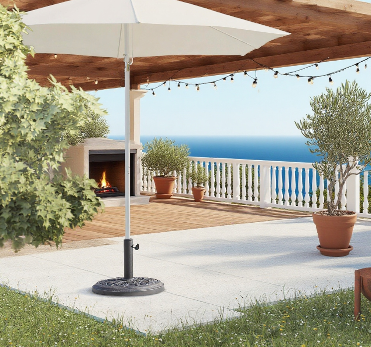 Round Resin Umbrella Base Stand Market Parasol Holder