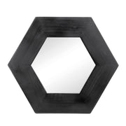 18.5' x 18.5' Hexagon Mirror with Solid Wood Frame, Wall Decor for Living Room Bathroom Hallway, Black