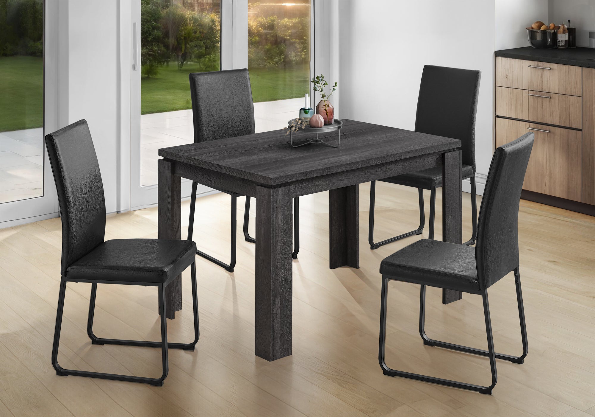 Dining Table, 48' Rectangular, Small, Kitchen, Dining Room, Black Laminate, Contemporary, Modern