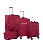 Lightweight Durable Wine Red Softshell Suitcase Spinner Wheels Terylene Luggage Set 4-Piece (16/20/24/28)