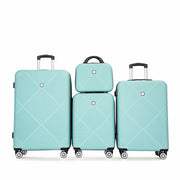 Lightweight 4-Piece ABS Suitcase Set with Makeup Box and Aircraft Wheels, Light Blue