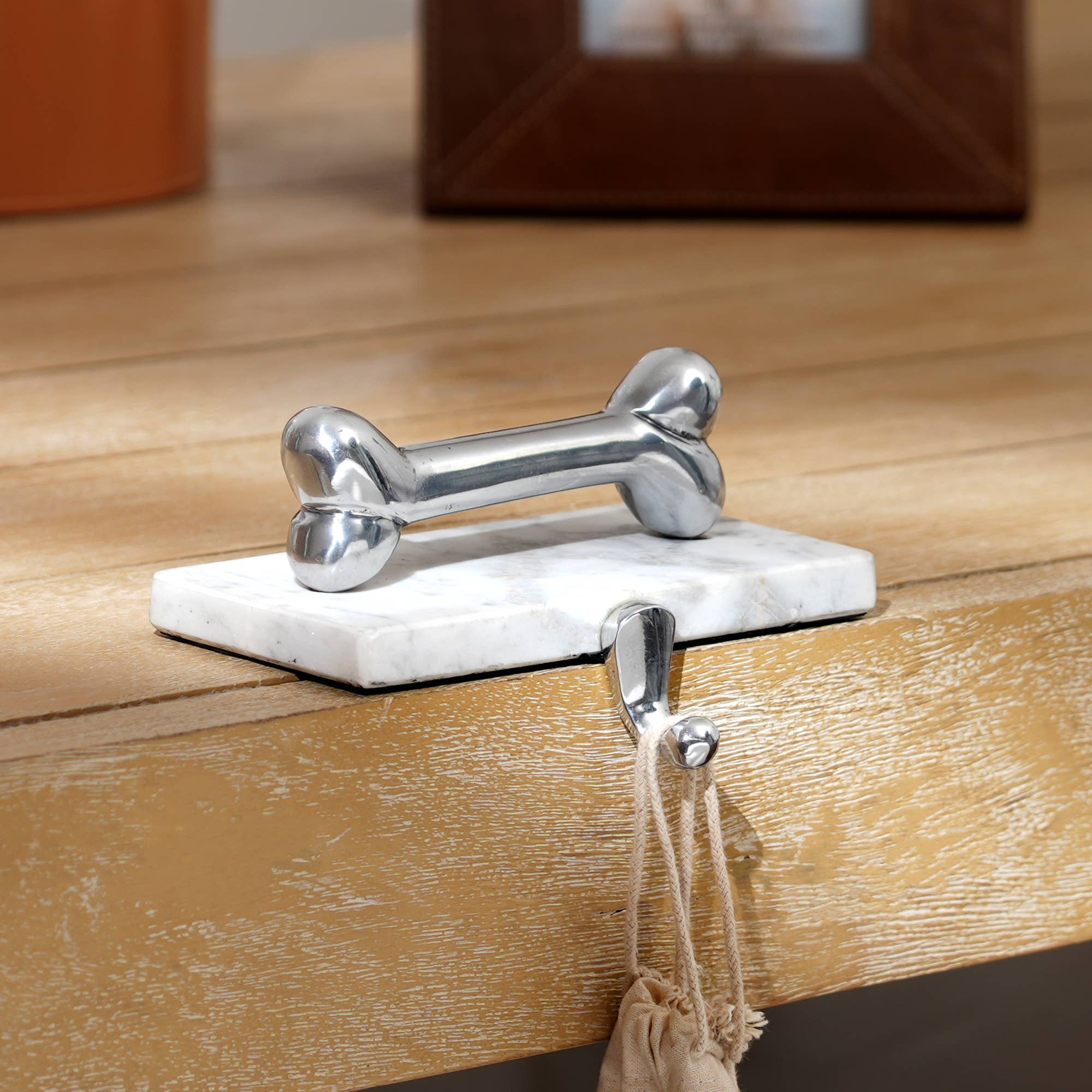 Marble & Matte Polish Stocking Holder - Dog Bone Design