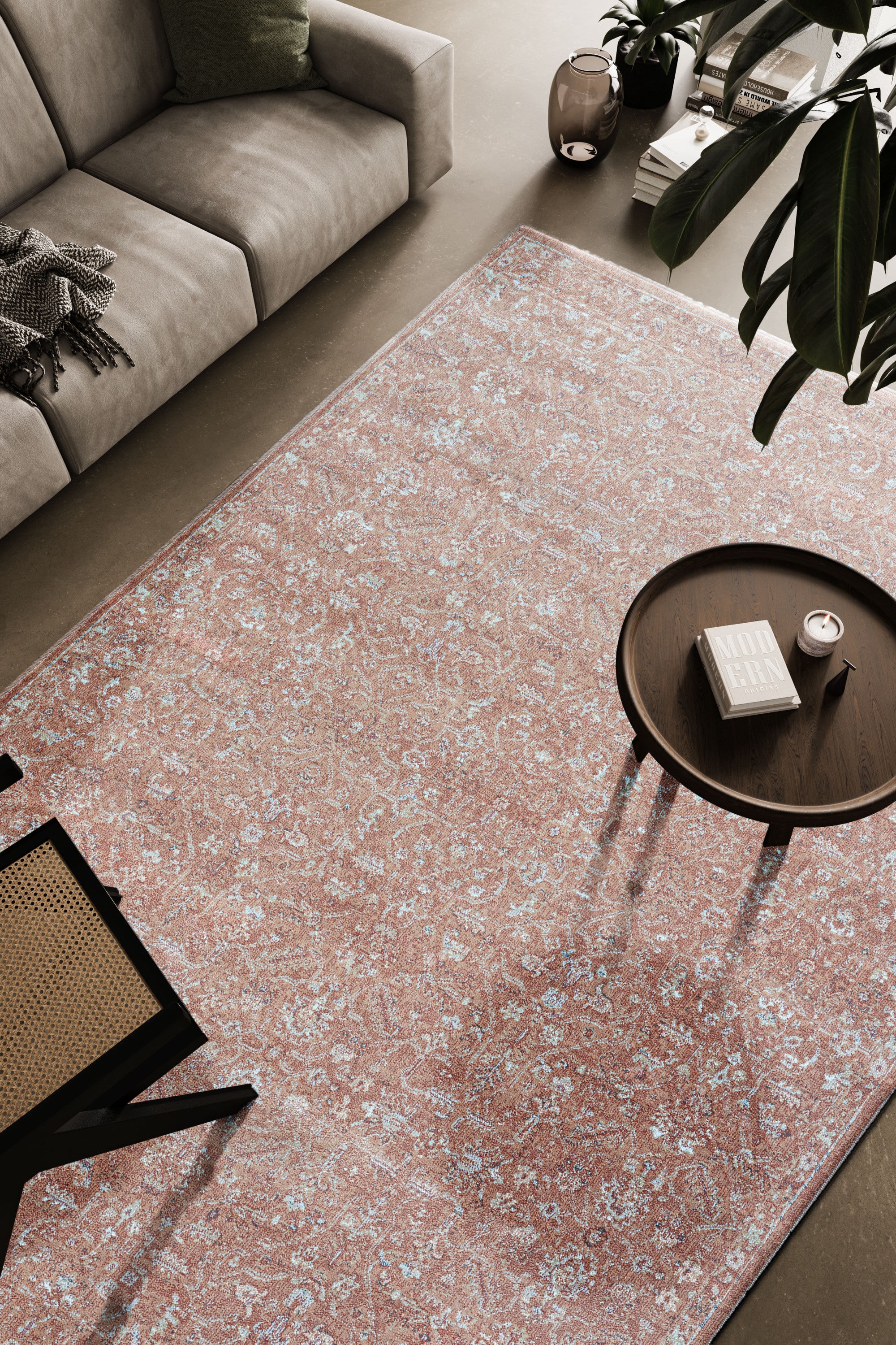 Elias Rust and Ivory Viscose Area Rug