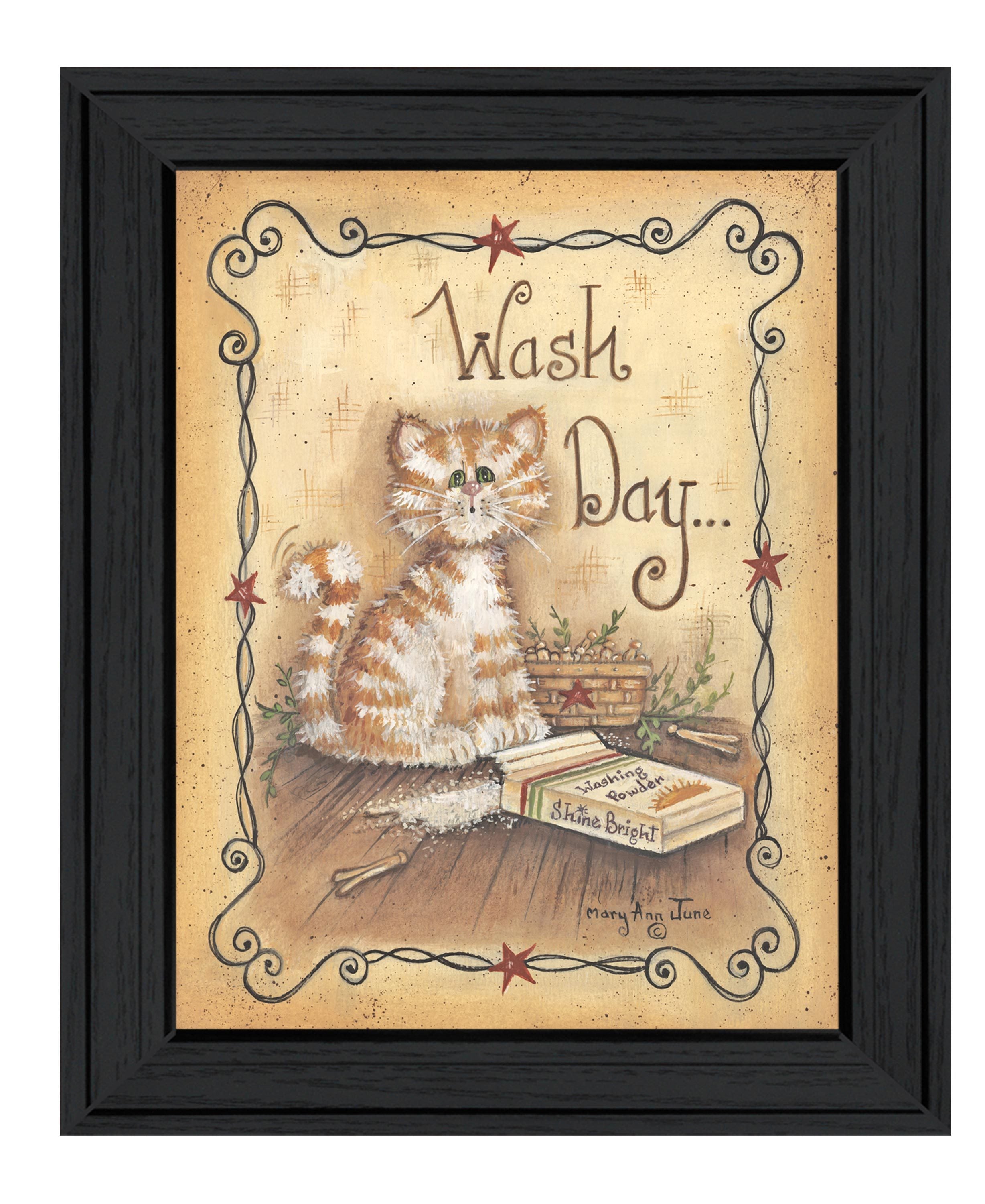 'Wash Day' by Mary Ann June, Ready to Hang Framed Print, Black Frame
