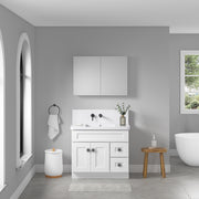 36'' W x 26'' H Bathroom Mirror Medicine Cabinet - Wooden Door Medicine Cabinets for Bathroom, Wall Mounted Recessed or Surface, Bathroom Mirror with Storage