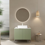 TURIO 30' Bathroom Vanity with Sink, Freestanding Bathroom Storage Cabinet with 2 Doors, White Ceramic Basin and Carrara White Counter Top, No Faucet, Light Green Color