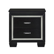 Glamourous Black Finish 1pc Nightstand 2x Dovetail Drawers Faux Alligator Embossed Fronts Bedroom Furniture