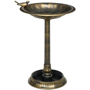 Outsunny 28' Antique Bird Bath with Pedestal Flower Planter Base, Vintage Style Decorative Birdbath & Bird Feeder Bowl, Decoration Yard Statue, Bronze