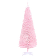 HOMCOM 5' Artificial Pencil Christmas Tree, Slim Xmas Tree with 294 Realistic Branch Tips and Plastic Stand, Pink