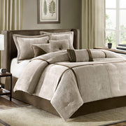 7 Piece Micro Corduroy Comforter Set Taupe Queen