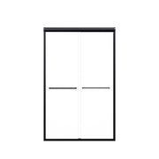 Modern Matte Black Semi-Frameless Double Sliding Shower Door with SGCC Tempered Glass, 44'-48'W x 72'H