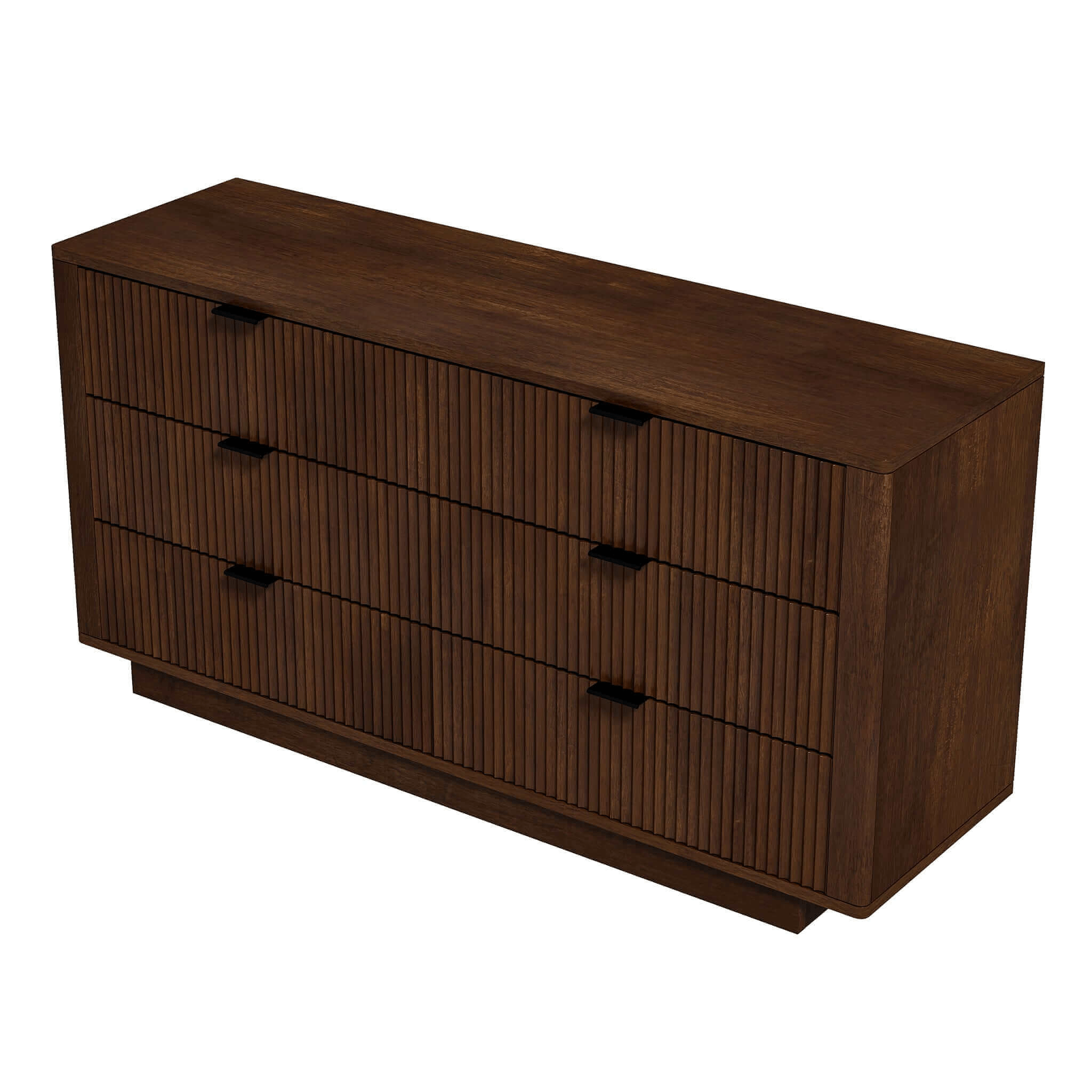 Lola Mid Century Modern Walnut Dresser With 6 Drawers in Dark Brown Solid Wood for Living Room, Dresser for Bedroom Chest of Dresser Storage Organizers Units