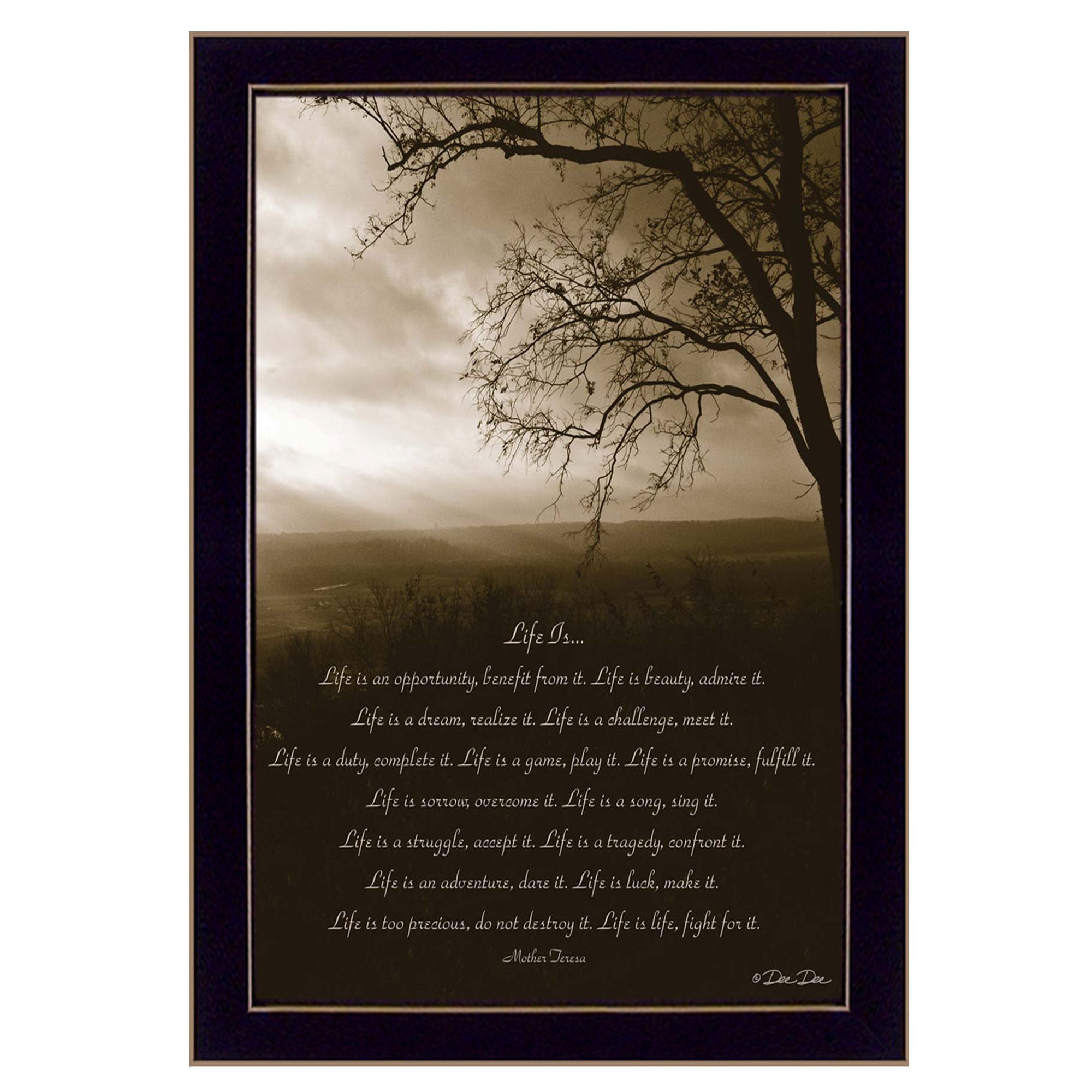 'Life is' By Dee Dee, Printed Wall Art, Ready To Hang Framed Poster, Black Frame