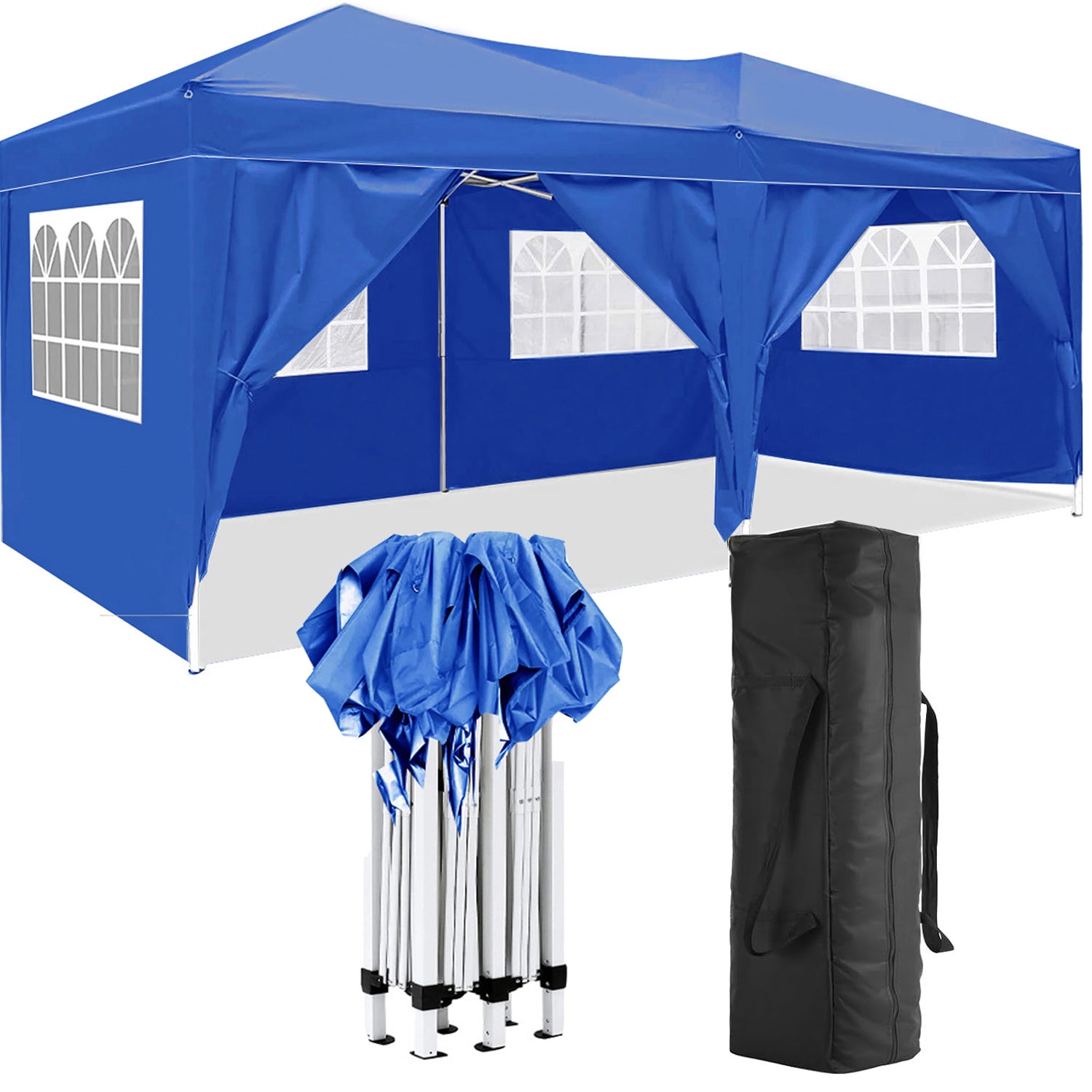 10'x20' Folding Canopy with 6 Removable Sidewalls Outdoor Event Shelter UPF 50+ Gazebo Portable Tents for Parties Beach Camping Wedding EZ Pop Up Canopy with Carry Bag (Old Sku: W2185P191604)