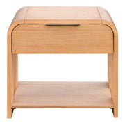 Modern One Drawer Waterfall Nightstand with Mid-Century Design in Caramel Maple Finish