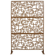 Outdoor & Indoor Privacy Screen Metal Privacy Screen 76' H×48' W, Freestanding Decorative Privacy Screen for Deck Balcony Patio, Privacy Fence Panels for Outside Lawn Garden PS114 BROWN