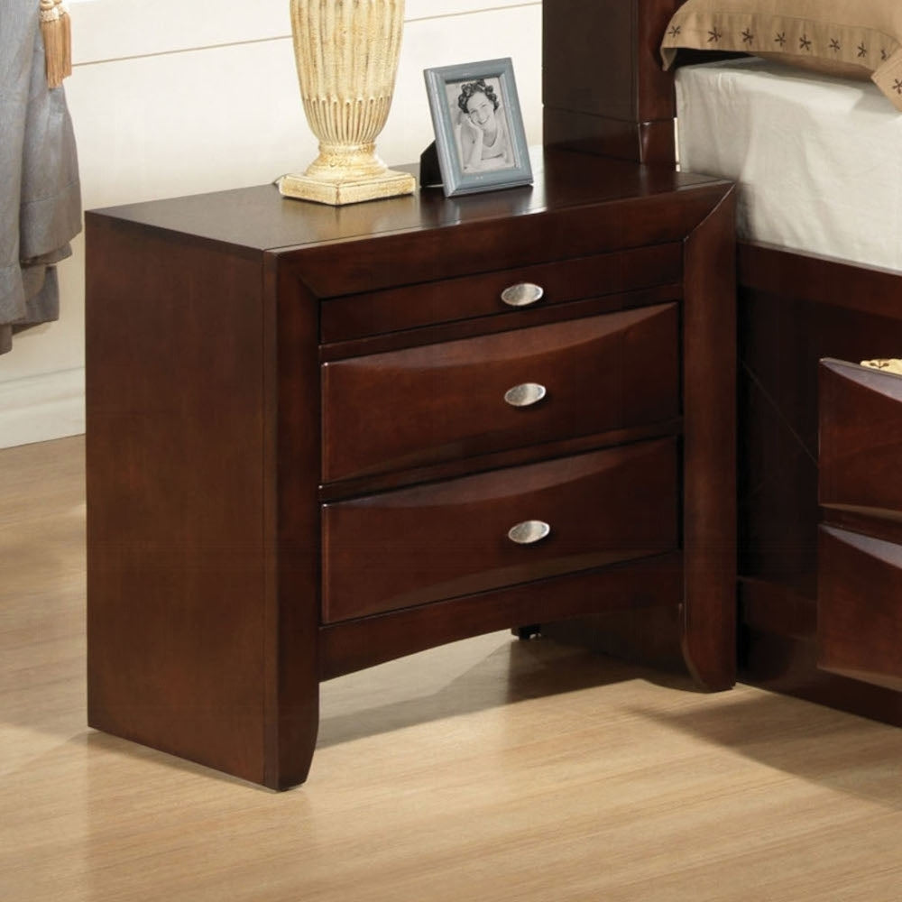 1pc Espresso Finish Nightstand Two Storage Drawers and Pull Out Tray Wooden Bedroom Furniture