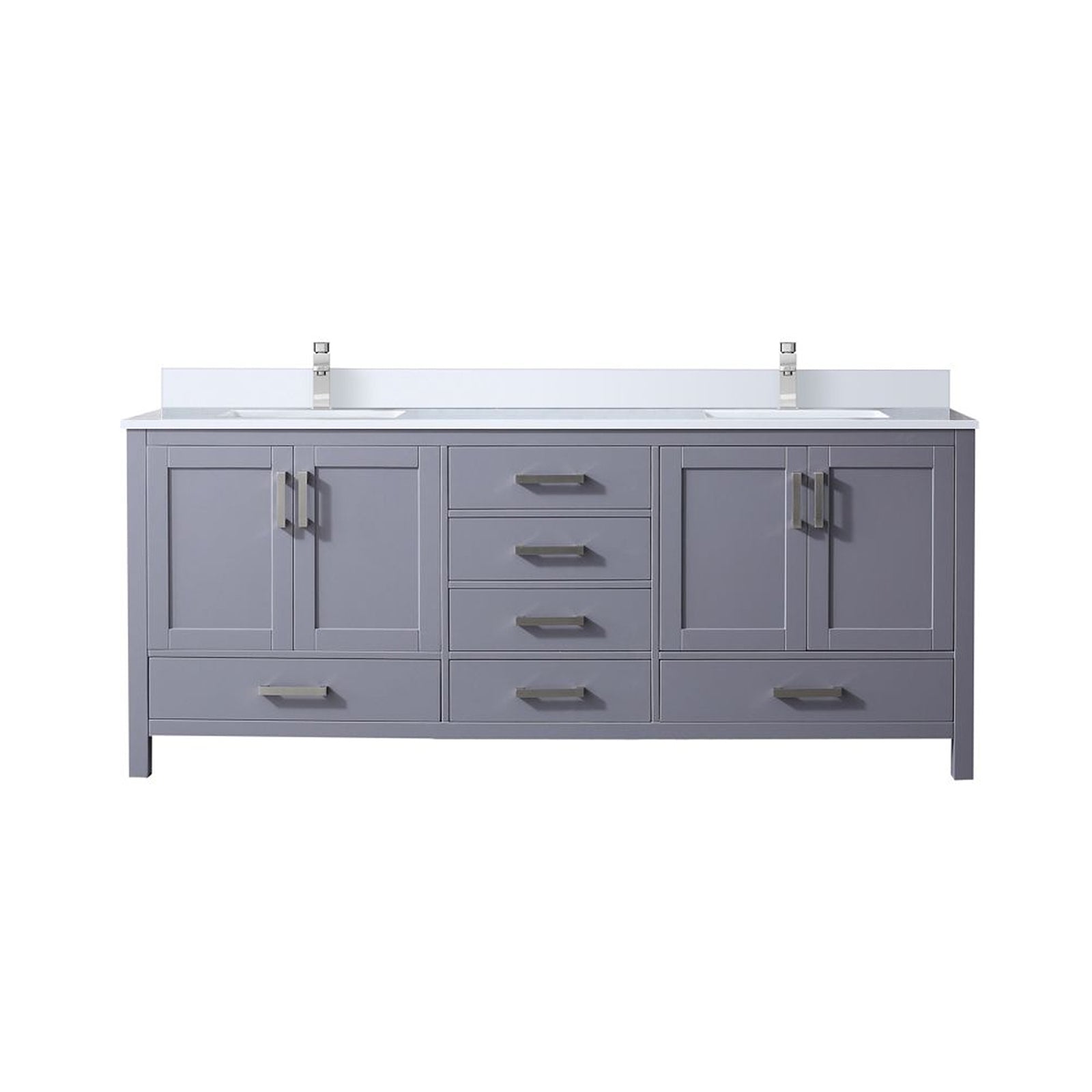 Dark Grey Double Bath Vanity 80 in. W x 22 in. D, Cultured Marble Top, and Faucet Set