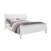 Charlston Modern Sleigh Style King Bedroom Set with LED Lighting in White Solid Wood and MDF