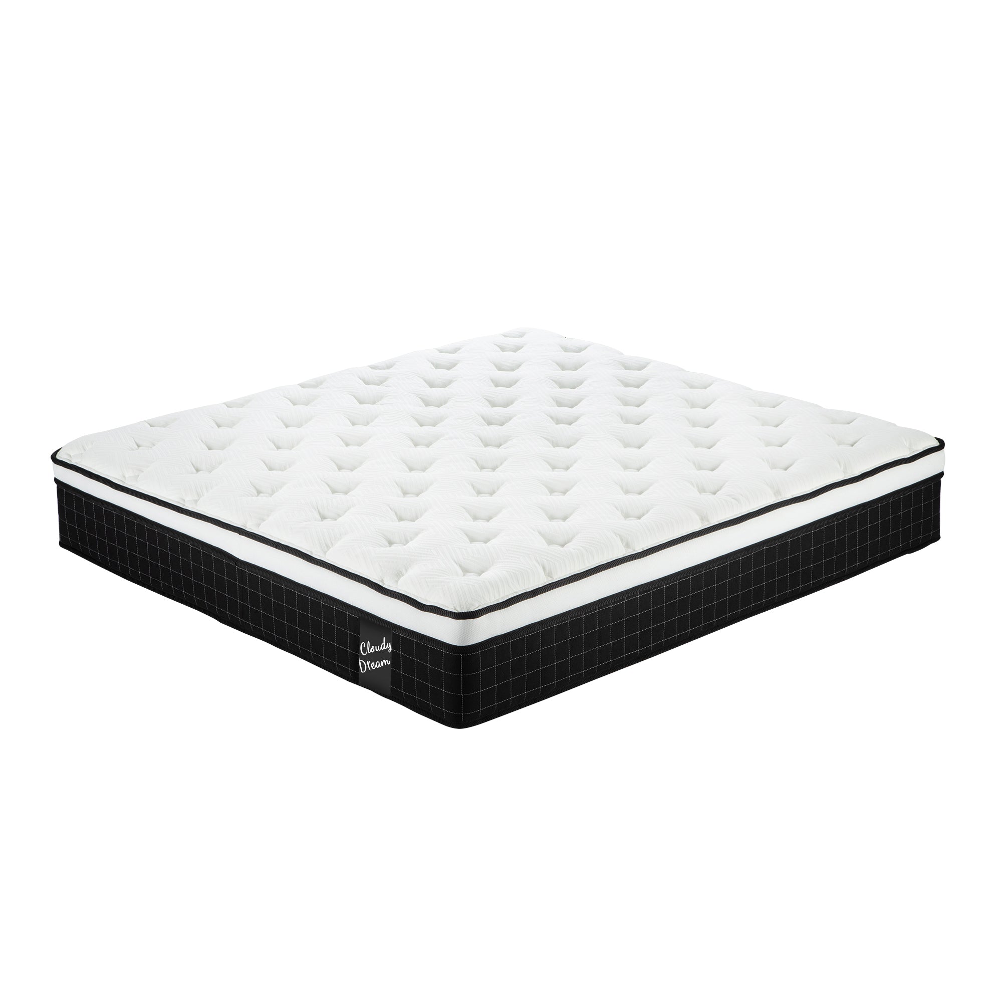 KING Size Hybrid Mattress 12 Inch Individual Pocket Spring 7-zoned Soft Memory Foam Breathable Cool Knitted Cover Black