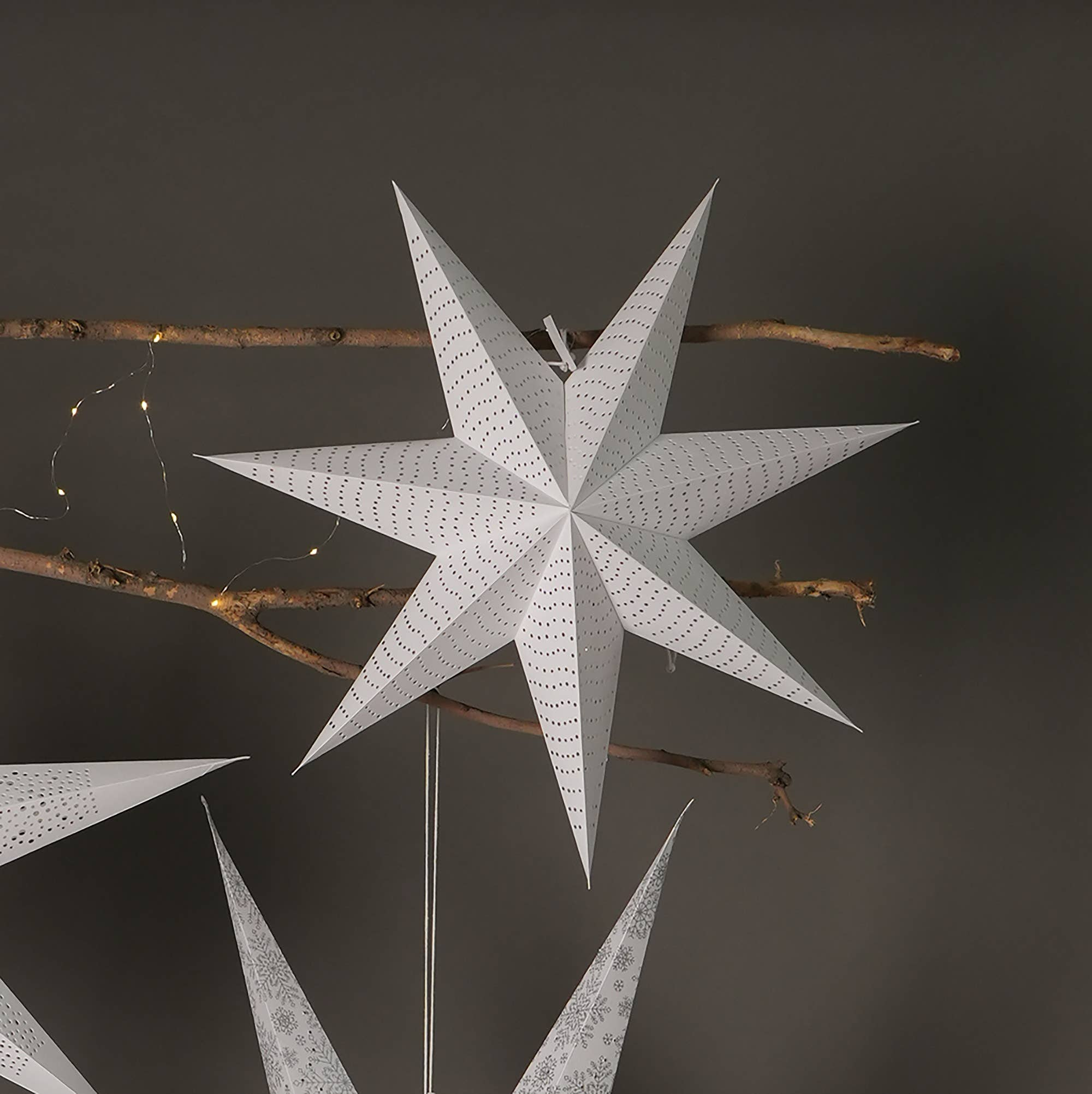 Handmade Paper Star 46 Cm (Dia)  - White-Festive Decor
