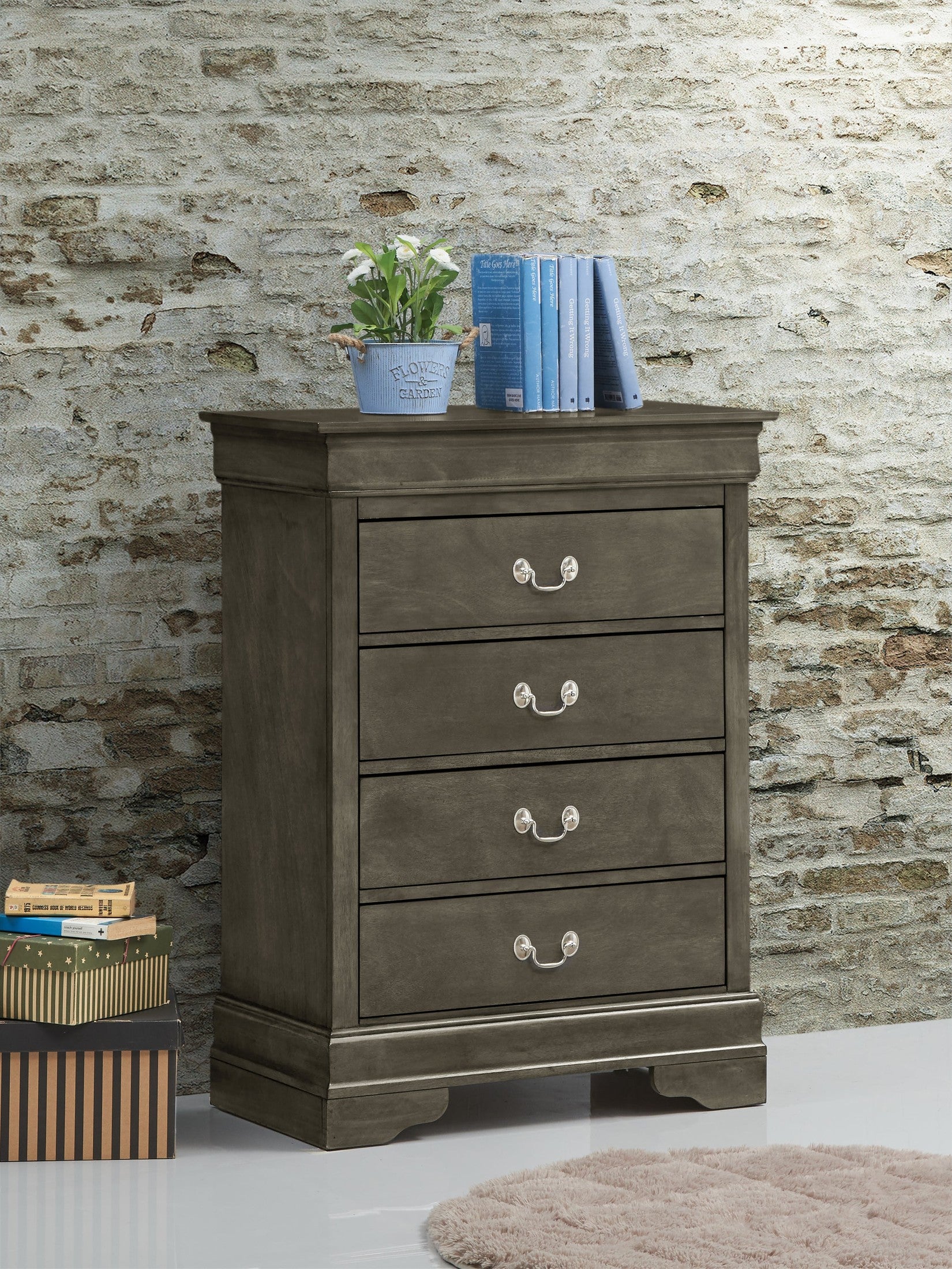 Elegant Gray Traditional Storage Chest