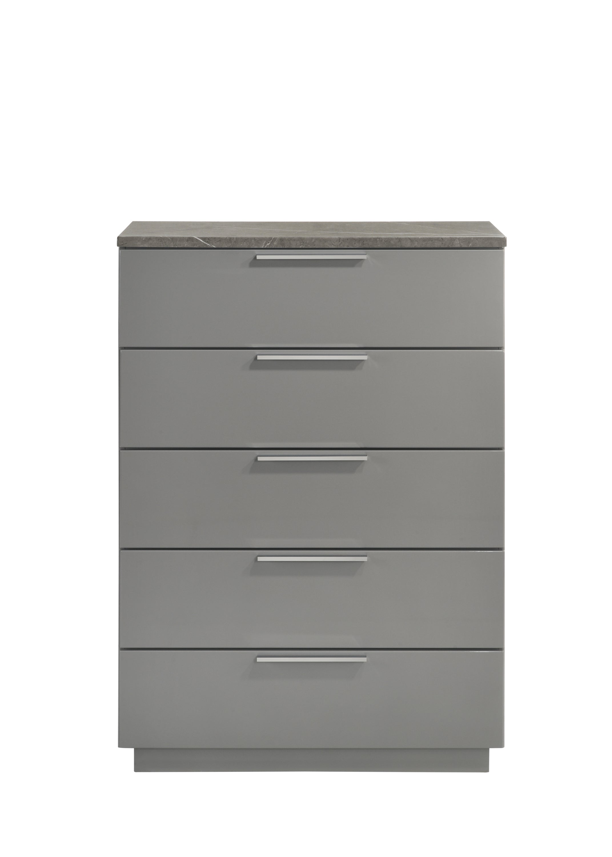 Elara Chest – Two-Tone High-Gloss Marble & Lacquer Finish with Spacious Drawers and Metal-Finished Legs- Gray      same as G150108689  (NJ inventory)